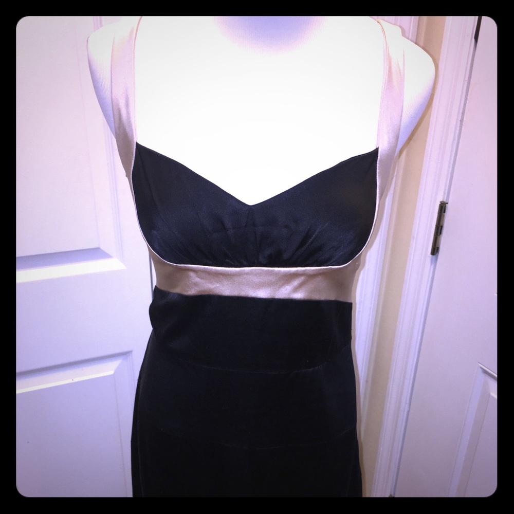 BCBG satin side-zip cocktail dress.